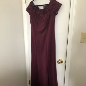 Maroon evening gown